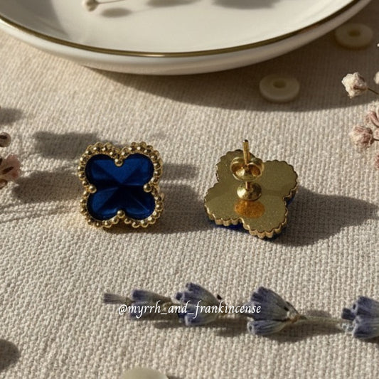 Celeste Clover Studs | Navy Blue | 18K Gold Plated